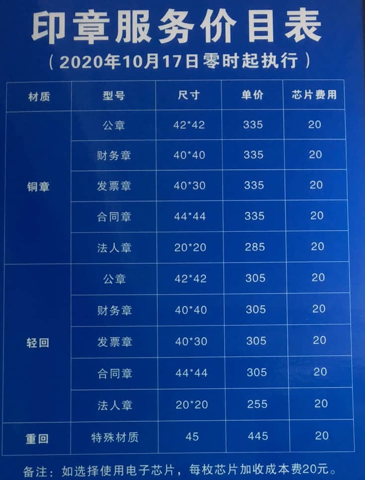 拉薩刻公章需要什么資料，多少錢一個，要多久？刻制全套印章又要多少錢？